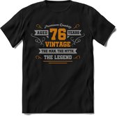 76 Jaar Legend T-Shirt | Goud - Zilver | Grappig Verjaardag Cadeau | Dames - Heren | - Zwart - M