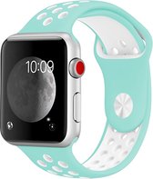 Mobigear Active Siliconen Bandje Geschikt voor Apple Watch SE (40mm) - Wit / Turquoise