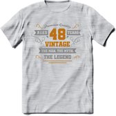 48 Jaar Legend T-Shirt | Goud - Zilver | Grappig Verjaardag Cadeau | Dames - Heren | - Licht Grijs - Gemaleerd - S