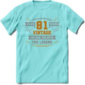 81 Jaar Legend T-Shirt | Goud - Zilver | Grappig Verjaardag Cadeau | Dames - Heren | - Licht Blauw - M