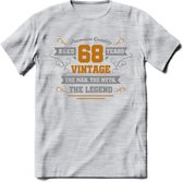 68 Jaar Legend T-Shirt | Goud - Zilver | Grappig Verjaardag Cadeau | Dames - Heren | - Licht Grijs - Gemaleerd - L