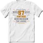 57 Jaar Legend T-Shirt | Goud - Zilver | Grappig Verjaardag Cadeau | Dames - Heren | - Wit - XL