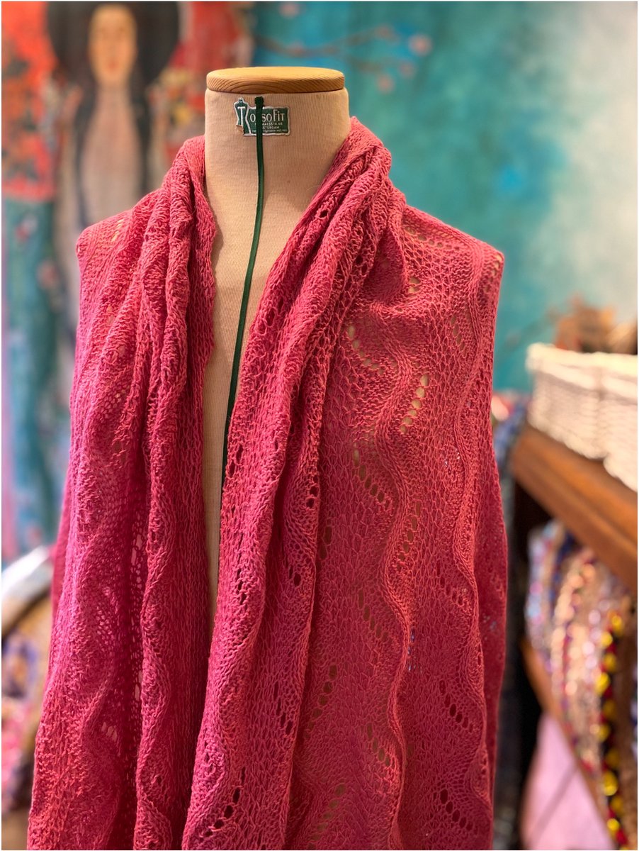 Lovely Scarfs, ajour gebreide dames shawl, roze, warme sjaal