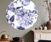 Behangcirkel 100cm Bloemen patroon Delfts blauw XL - Wallz