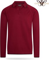 Cappuccino - Polo - Lange Mouw - Knitted - Tipping - Bordeaux Rood - XL