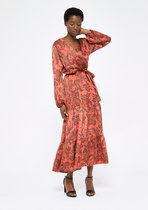 LOLALIZA Lange jurk met print en lange mouwen - Rood - Maat 34