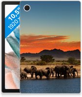 Cover Samsung Galaxy Tab A8 2021 Silicone Back Cover met Foto Olifanten met transparant zijkanten
