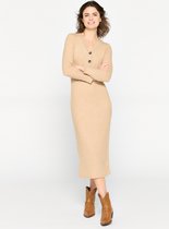 LOLALIZA Geribbelde maxi-jurk - Beige - Maat S