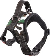 Hondentuigje - Maat S - 44/55 cm omvang - Verstelbaar - Hondentuig - hondenharnas - Harness - Anti trek - No Pull harnas - Hondenhalsband - Voor kleine/medium honden - Army