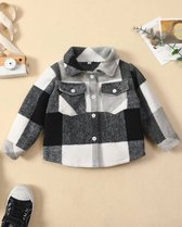 Little koekies - Stoere houthakkers blouse - zwart/wit - 62/68 - baby- stoer - babyfashion - unisex blouse - gender neutraal