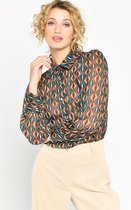 LOLALIZA Lurex hemd met retroprint - Camel - Maat 48