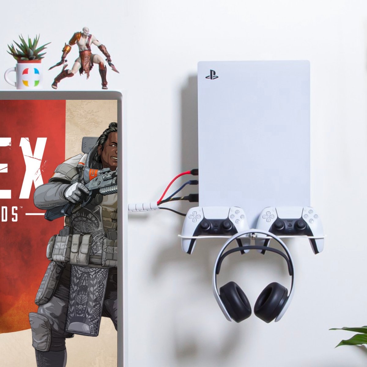 Support mural PS5 avec 2 supports de et support pour casque Support mural...