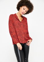 LOLALIZA Blouse met luipaardprint - Rood - Maat 44