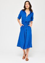 LOLALIZA Maxi overhemd jurk met ceintuur - Blauw - Maat 44