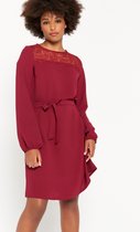 LOLALIZA Halflange jurk met lange mouwen - Bordeaux - Maat 46