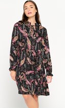 LOLALIZA Halflange jurk met paisley print - Zwart - Maat 38