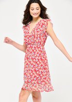 LOLALIZA Halflange jurk met fijne bloemenprint - Rood - Maat 40