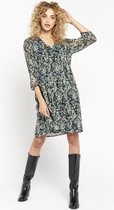 LOLALIZA Jurk met driekwartsmouw en bloemen print - Zwart - Maat 36