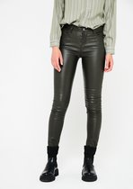 LOLALIZA Skinny broek van imitatieleer - Khaki - Maat 38