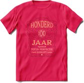 100 Jaar Legendarisch Gerijpt T-Shirt | Bordeauxrood - Ivoor | Grappig Verjaardag Cadeau | Dames - Heren | - Roze - XXL