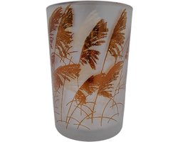 Van Manen's - Waxinelichthouder glas stro - Wit & Goud- kaarsenhouder - 12x12
