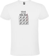 Wit t-shirt met groot 'Think Out of the Box' in Zwart size XXL