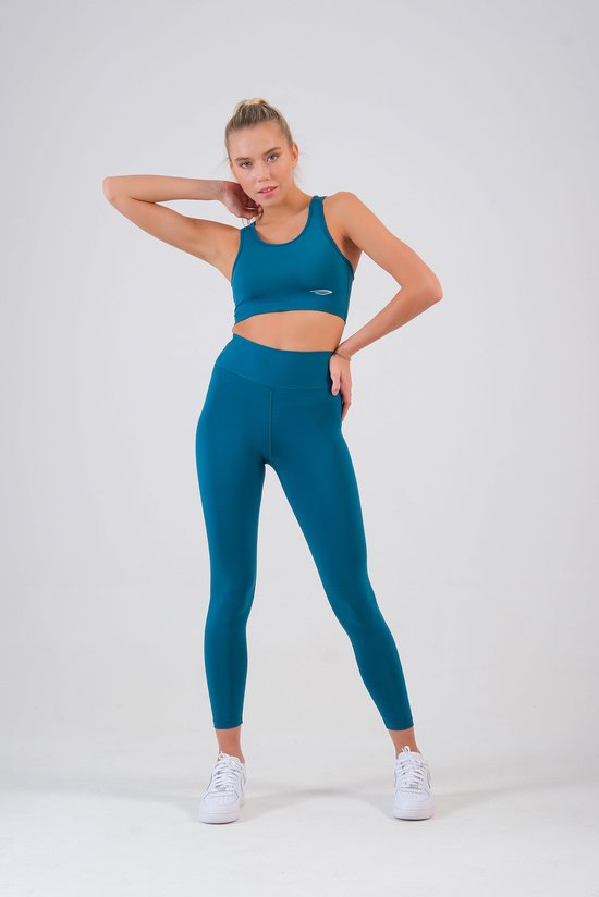 Tuy® Sportlegging - Dames - Yoga Legging - High Waist Legging - Fitness Legging - Yoga Kleding Dames - Yoga Broek Dames - Sportkleding Dames - Sportbroek Dames - Gradient Legging - benzine blauw - Maat XL — afbeelding 4