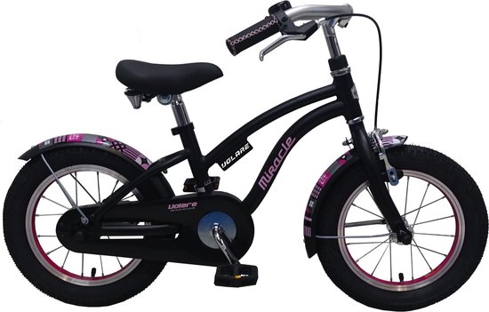 Volare Miracle Kinderfiets - Meisjes - 14 inch - Mat Zwart - Prime Collection