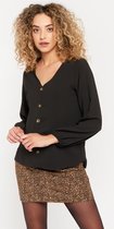 LOLALIZA Blouse met decoratieve knopen - Zwart - Maat 34