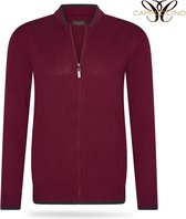 Cappuccino - Vest - Lange Rits - Tipping - Bordeaux Rood - S