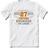 27 Jaar Legend T-Shirt | Goud - Zilver | Grappig Verjaardag Cadeau | Dames - Heren | - Wit - 3XL