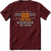 22 Jaar Legend T-Shirt | Goud - Zilver | Grappig Verjaardag Cadeau | Dames - Heren | - Burgundy - S