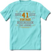 41 Jaar Legend T-Shirt | Goud - Zilver | Grappig Verjaardag Cadeau | Dames - Heren | - Licht Blauw - XL