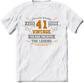 41 Jaar Legend T-Shirt | Goud - Zilver | Grappig Verjaardag Cadeau | Dames - Heren | - Wit - S