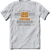 25 Jaar Legend T-Shirt | Goud - Zilver | Grappig Verjaardag Cadeau | Dames - Heren | - Licht Grijs - Gemaleerd - S