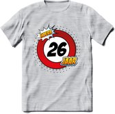 26 Jaar Hoera Verkeersbord T-Shirt | Grappig Verjaardag Cadeau | Dames - Heren | - Licht Grijs - Gemaleerd - 3XL