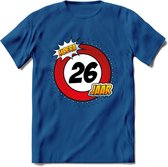26 Jaar Hoera Verkeersbord T-Shirt | Grappig Verjaardag Cadeau | Dames - Heren | - Donker Blauw - 3XL