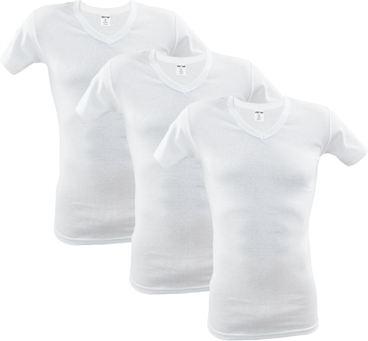 3 stuks SQOTTON V-hals T-shirt - Wit - Maat S