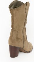 LOLALIZA Halfhoge cowboy laarzen met hoge hak - Khaki - Maat C38