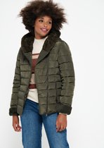 LOLALIZA Gewatteerde jas met capuchon - Khaki - Maat 36