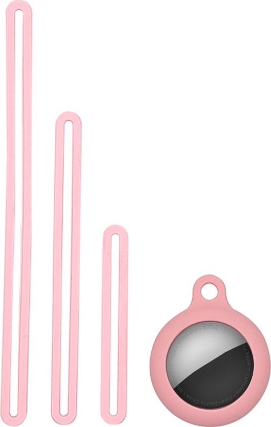 Mobigear Hoesje geschikt voor Apple AirTag Hoesje Flexibel Siliconen | Mobigear Lanyard - Pink
