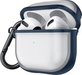 Apple AirPods 3 Hoesje - Mobigear - Shockproof Serie - TPU Hoesje - Transparant / Blauw - Hoesje Geschikt Voor Apple AirPods 3