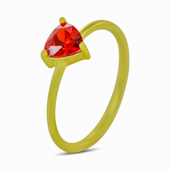 Silventi 9SIL-21953 Ring en Argent - Femme - Zircone - Rouge - Driehoek - 6,6 mm - Taille 56 - Argent - Plaqué Or (Plaqué Or/ Or sur Argent )