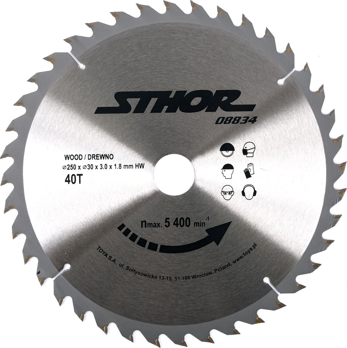 STHOR Cirkelzaagblad Ø250mm - 40T - binnendiameter 30mm