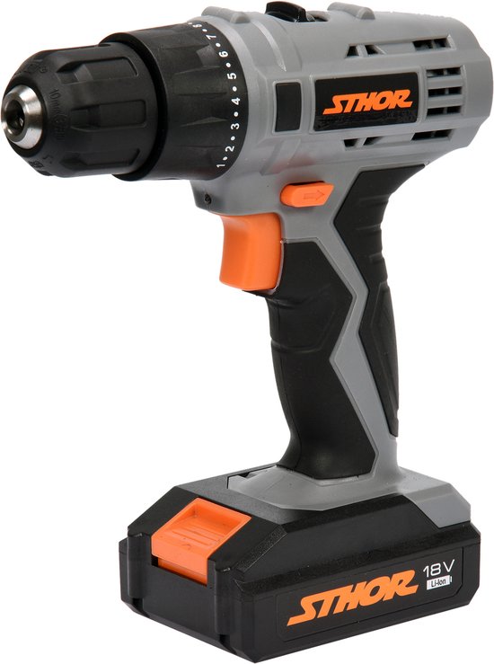 STHOR Accu Boormachine met 2 accu's en 1 lader - 18V - 10mm - 22Nm