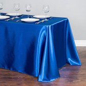 Luxe Tafellaken Katoen - 396x228 cm - Royaal Blauw - Satijn Tafelkleed - Eetkamer Decoratie - Tafelen
