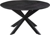 Eettafel Mango Nora - Visgraat - Zwart -  Rond - 130 cm