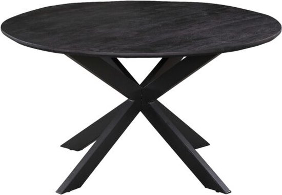 Eettafel Mango Nora – Visgraat – Zwart – Rond – 130 cm