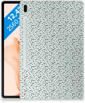 Hoesje Samsung Galaxy Tab S7FE Back Cover Stripes Dots met transparant zijkanten