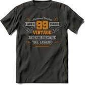 99 Jaar Legend T-Shirt | Goud - Zilver | Grappig Verjaardag Cadeau | Dames - Heren | - Donker Grijs - XXL